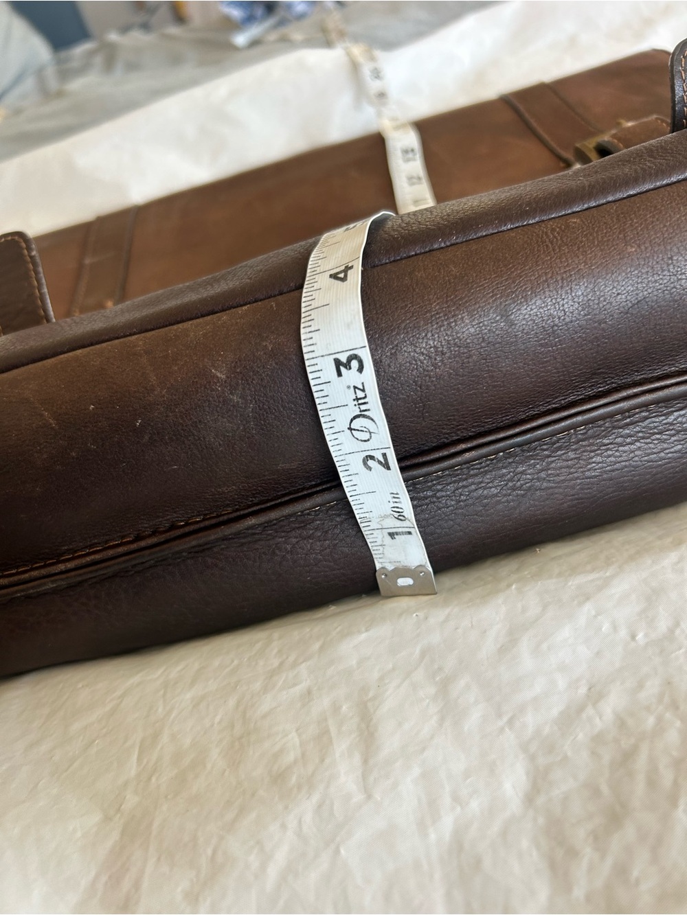 Samsonite Vintage Two-tone Brown Leather Flap-Over Messenger Bag Briefcase - Picture 16 of 16